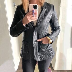 SMYTHE Lambskin Leather Blazer Jacket size small